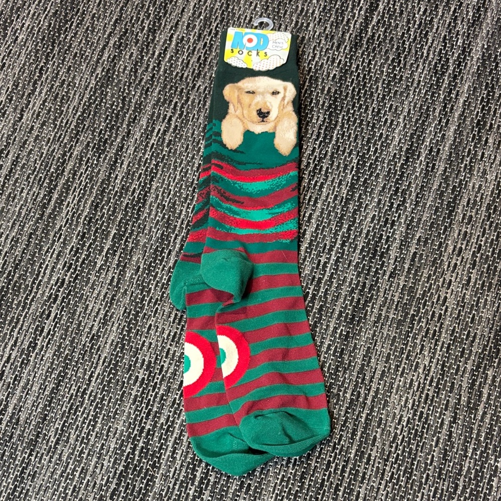 Striped Green and Red Dog Socks